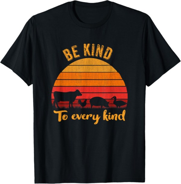 Be Kind To Every Kind, Vegan Vegetarian Retro T-Shirt - Image 2